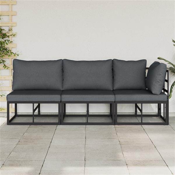 Grote foto vidaxl buitenmeubelsets met kussen met kussen 3 pcs zwart en anthraciet tuin en terras tuinmeubelen