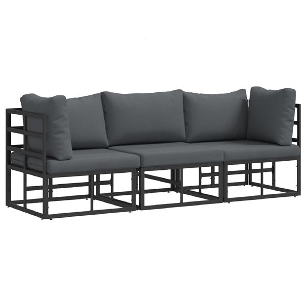 Grote foto vidaxl buitenmeubelsets met kussen met kussen 3 pcs zwart en anthraciet tuin en terras tuinmeubelen