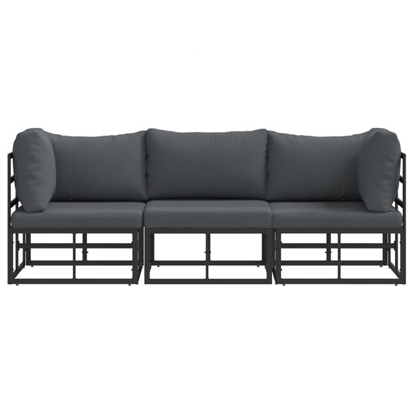 Grote foto vidaxl buitenmeubelsets met kussen met kussen 3 pcs zwart en anthraciet tuin en terras tuinmeubelen