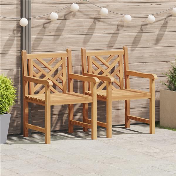 Grote foto vidaxl tuinstoel 2 pcs bruin 58 x 60 x 90 cm massief teakhout tuin en terras tuinmeubelen