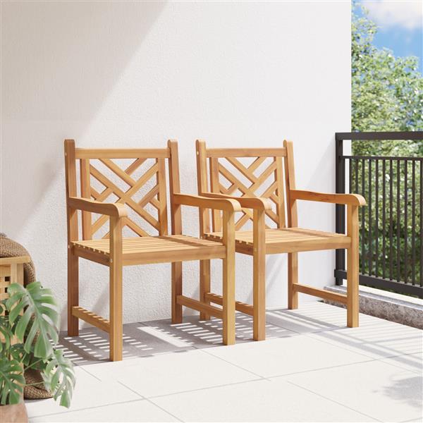 Grote foto vidaxl tuinstoel 2 pcs bruin 58 x 60 x 90 cm massief teakhout tuin en terras tuinmeubelen