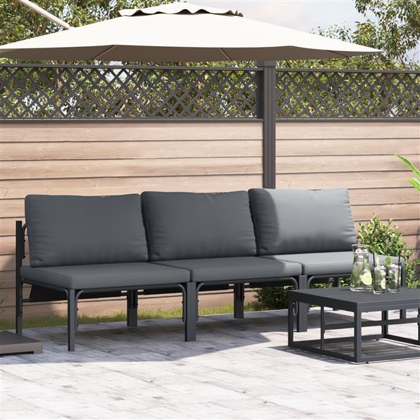 Grote foto vidaxl buitenmeubelsets met kussen met kussen 3 pcs antraciet tuin en terras tuinmeubelen