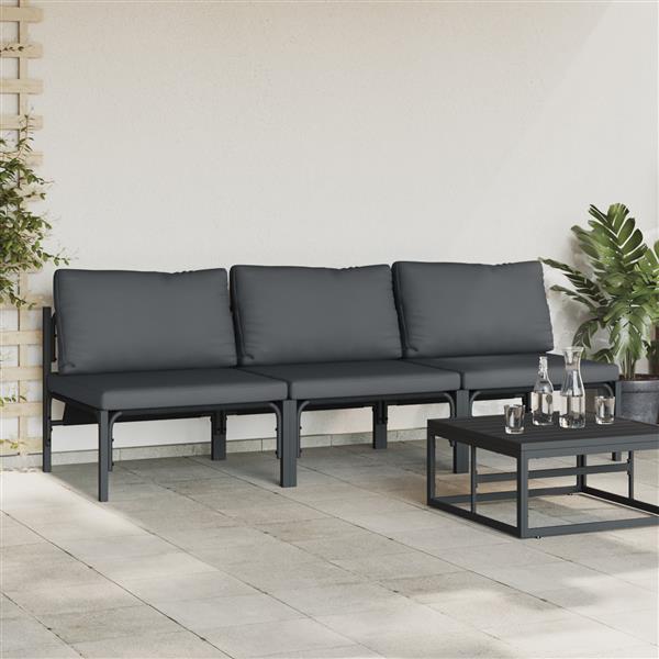Grote foto vidaxl buitenmeubelsets met kussen met kussen 3 pcs antraciet tuin en terras tuinmeubelen