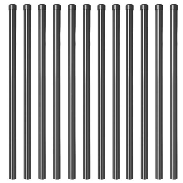 Grote foto vidaxl hekpalen 12 pcs grijs 100 cm poedergecoat staal tuin en terras overige tuin en terras