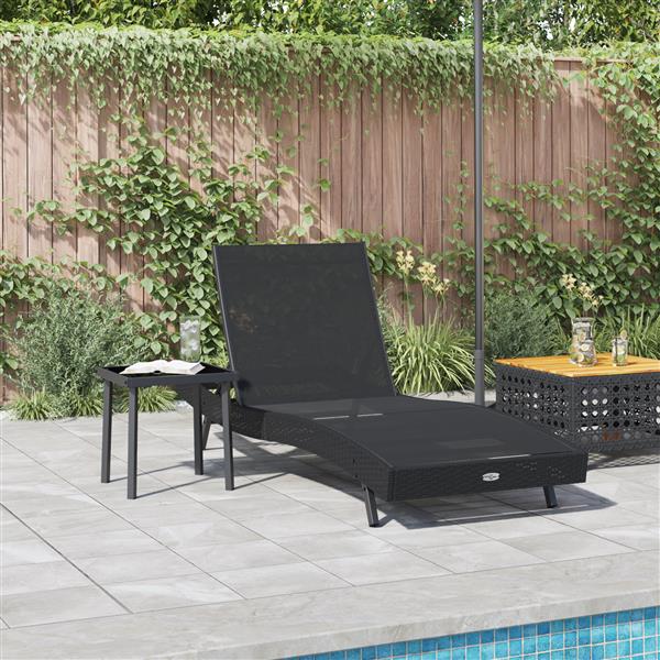 Grote foto vidaxl ligstoel met kussen persoon 2 pcs zwart 40 x 40 x 40.5 cm poly riet tuin en terras tuinmeubelen