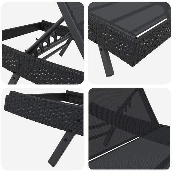 Grote foto vidaxl ligstoel met kussen persoon 2 pcs zwart 40 x 40 x 40.5 cm poly riet tuin en terras tuinmeubelen