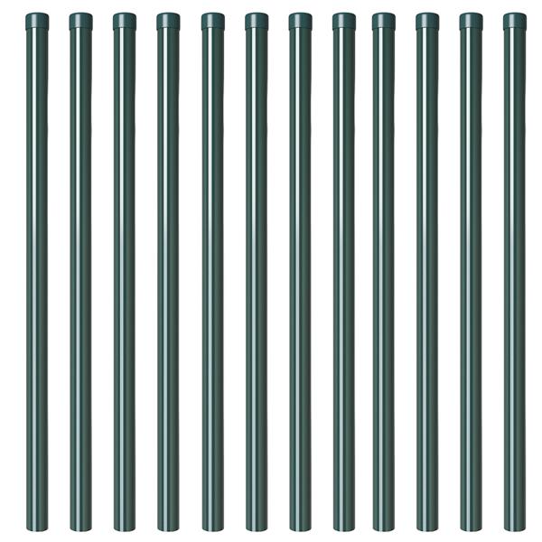 Grote foto vidaxl hekpalen 12 pcs groen 120 cm poedergecoat staal tuin en terras overige tuin en terras