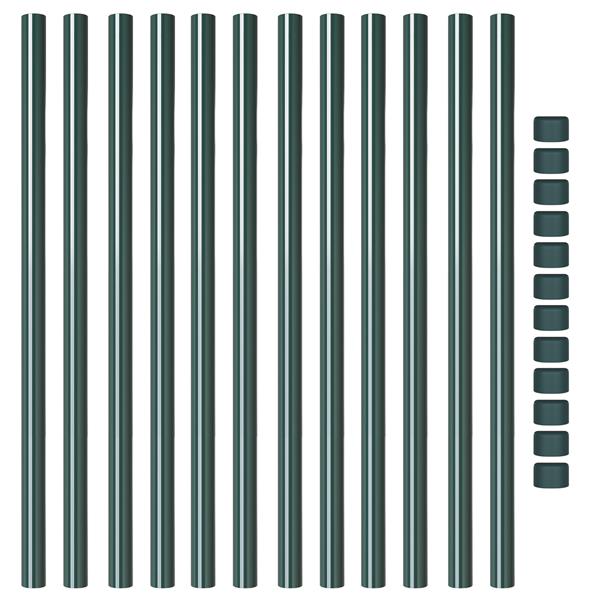 Grote foto vidaxl hekpalen 12 pcs groen 120 cm poedergecoat staal tuin en terras overige tuin en terras