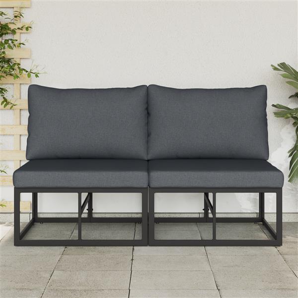 Grote foto vidaxl buitenmeubelsets met kussen met kussen 2 pcs zwart en anthraciet tuin en terras tuinmeubelen