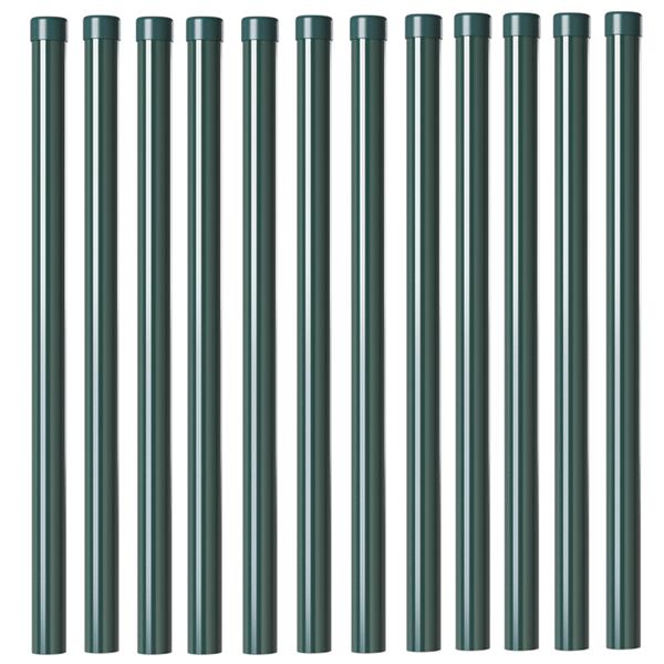 Grote foto vidaxl hekpalen 12 pcs groen 70 cm poedergecoat staal tuin en terras overige tuin en terras