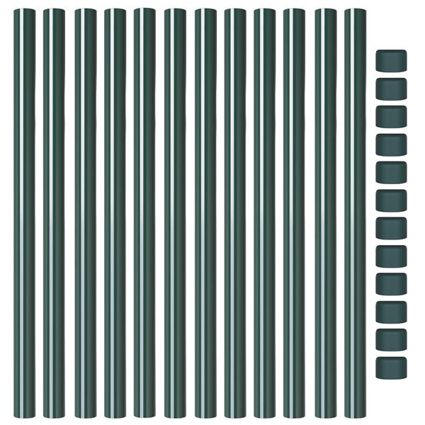 Grote foto vidaxl hekpalen 12 pcs groen 70 cm poedergecoat staal tuin en terras overige tuin en terras