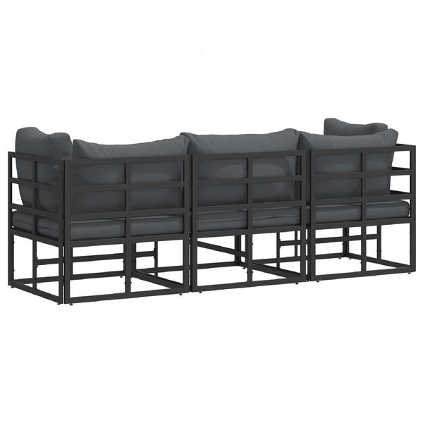Grote foto vidaxl buitenmeubelsets met kussen met kussen 3 pcs zwart en anthraciet tuin en terras tuinmeubelen