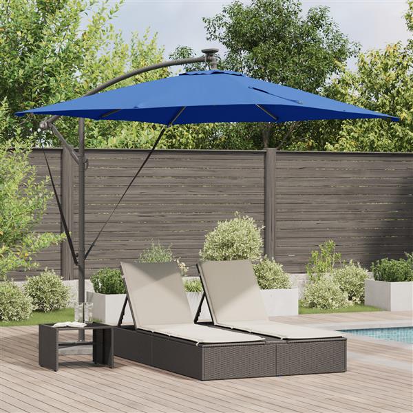 Grote foto vidaxl cantilever banana parasol met slot blauw 249 x 249 x 250 cm tuin en terras overige tuin en terras