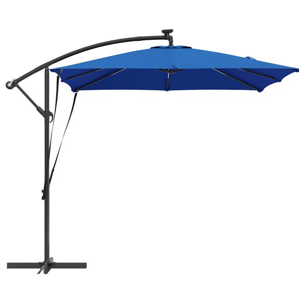 Grote foto vidaxl cantilever banana parasol met slot blauw 249 x 249 x 250 cm tuin en terras overige tuin en terras