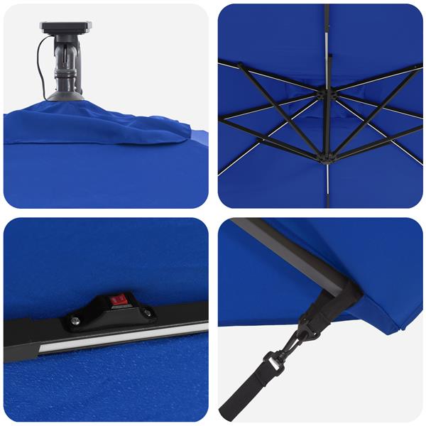 Grote foto vidaxl cantilever banana parasol met slot blauw 249 x 249 x 250 cm tuin en terras overige tuin en terras