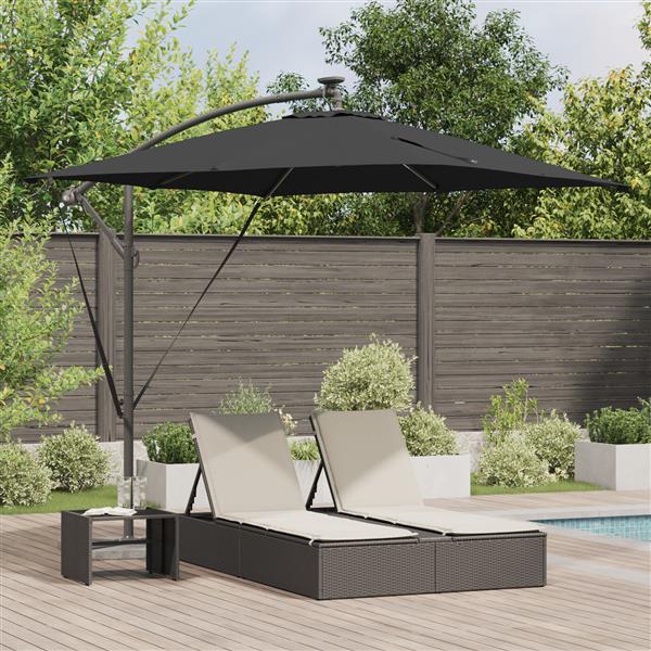 Grote foto vidaxl cantilever banana parasol met slot zwart 249 x 249 x 250 cm tuin en terras overige tuin en terras