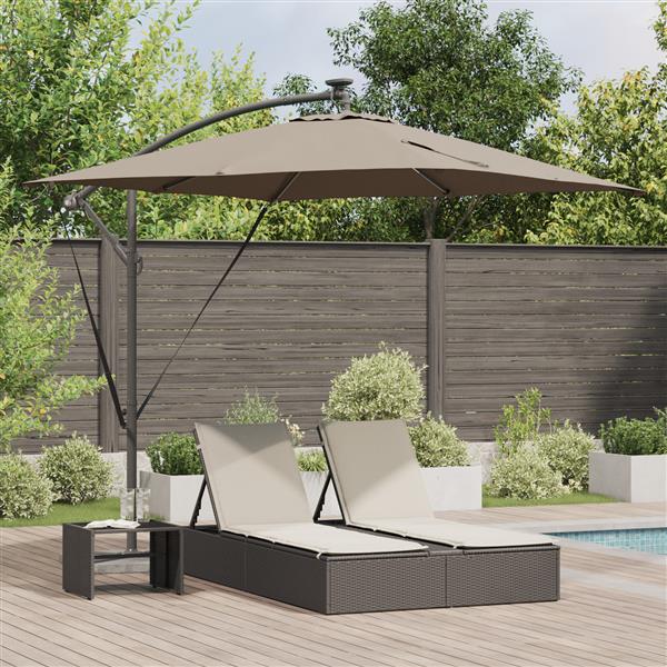 Grote foto vidaxl cantilever banana parasol met slot taupe 249 x 249 x 250 cm tuin en terras overige tuin en terras
