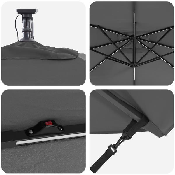 Grote foto vidaxl cantilever banana parasol met slot antraciet 249 x 249 x 250 cm tuin en terras overige tuin en terras