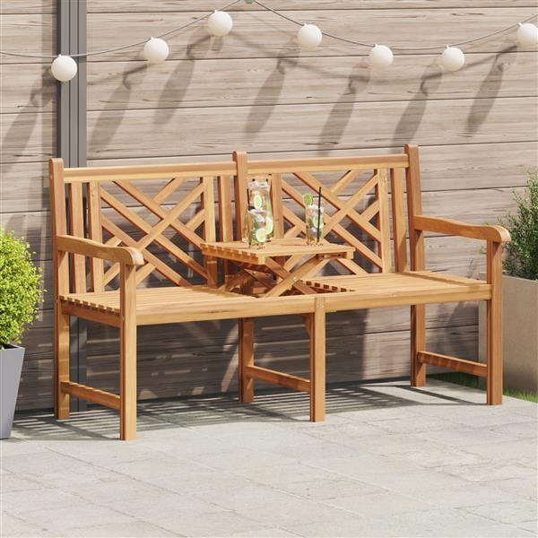 Grote foto vidaxl bank anders bruin 150 x 60 x 90 cm massief teakhout tuin en terras tuinmeubelen