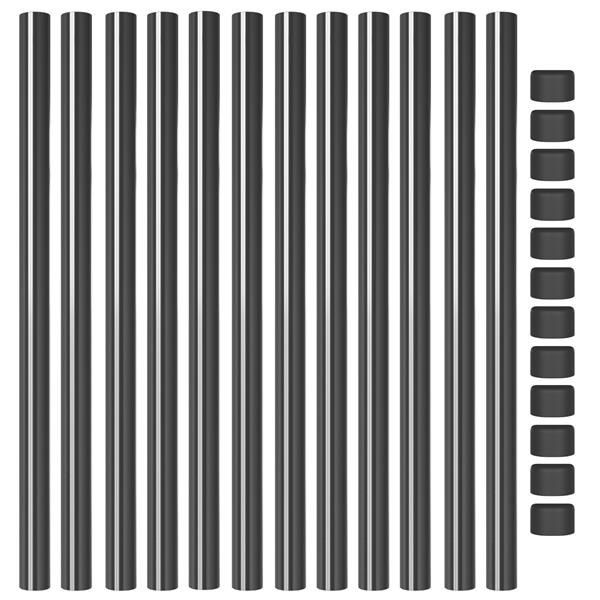 Grote foto vidaxl hekpalen 12 pcs grijs 80 cm poedergecoat staal tuin en terras overige tuin en terras