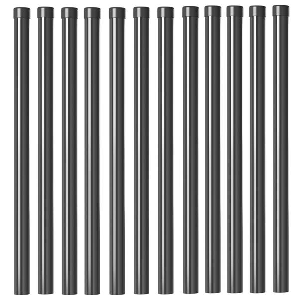 Grote foto vidaxl hekpalen 12 pcs grijs 50 cm poedergecoat staal tuin en terras overige tuin en terras