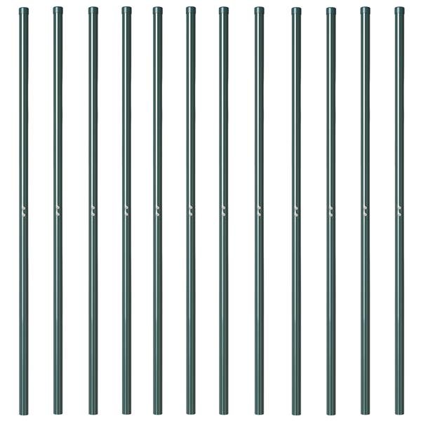 Grote foto vidaxl hekpalen 12 pcs groen 140 cm poedergecoat staal tuin en terras overige tuin en terras