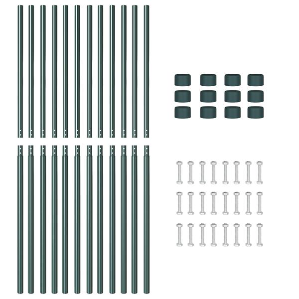 Grote foto vidaxl hekpalen 12 pcs groen 140 cm poedergecoat staal tuin en terras overige tuin en terras