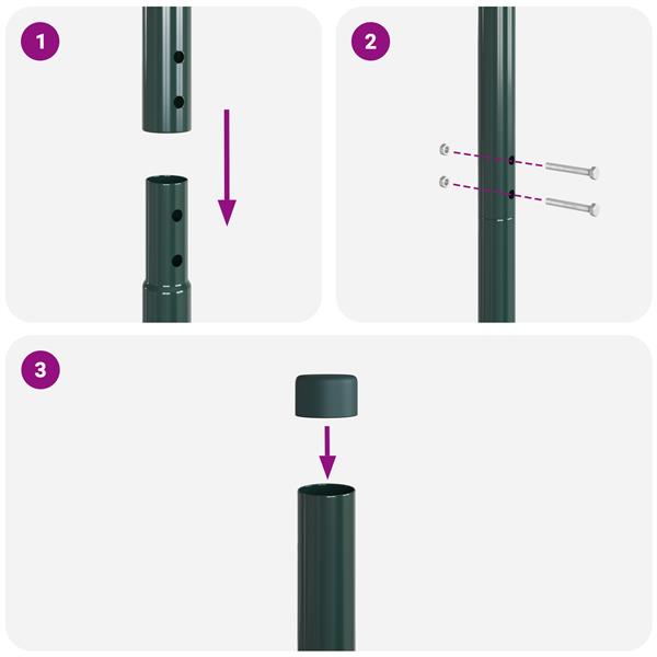 Grote foto vidaxl hekpalen 12 pcs groen 140 cm poedergecoat staal tuin en terras overige tuin en terras