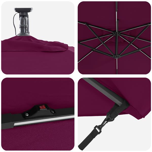 Grote foto vidaxl cantilever banana parasol bordeauxrood 249 x 249 x 250 cm tuin en terras overige tuin en terras
