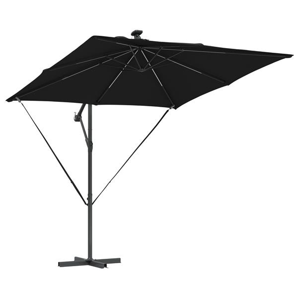 Grote foto vidaxl cantilever banana parasol met slot zwart 249 x 249 x 250 cm tuin en terras overige tuin en terras