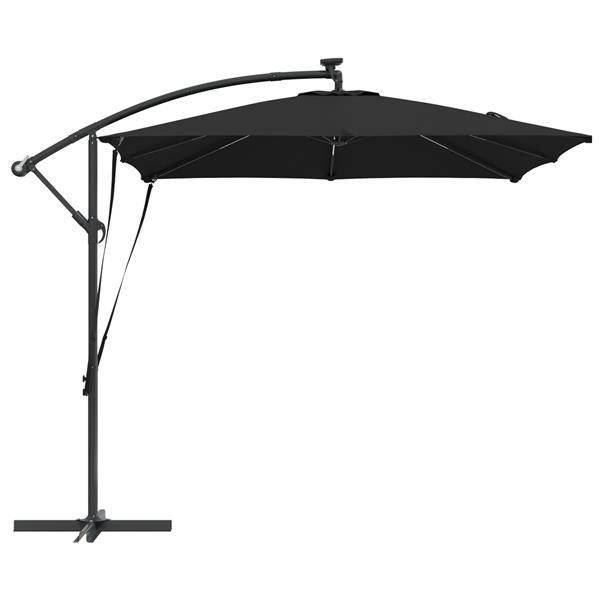 Grote foto vidaxl cantilever banana parasol met slot zwart 249 x 249 x 250 cm tuin en terras overige tuin en terras