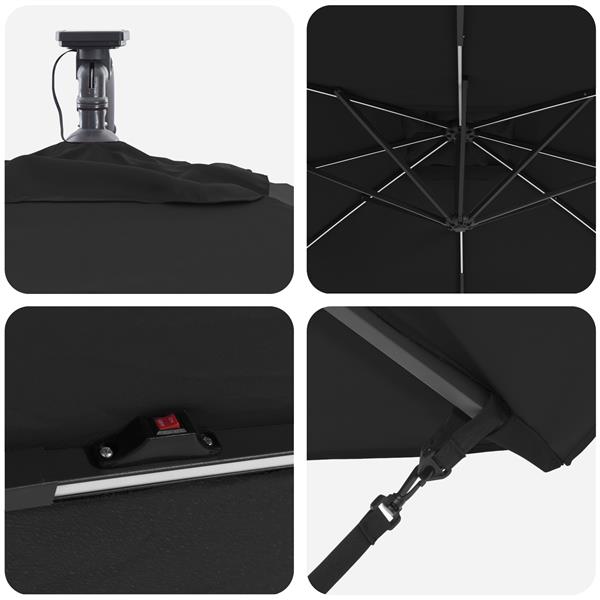 Grote foto vidaxl cantilever banana parasol met slot zwart 249 x 249 x 250 cm tuin en terras overige tuin en terras