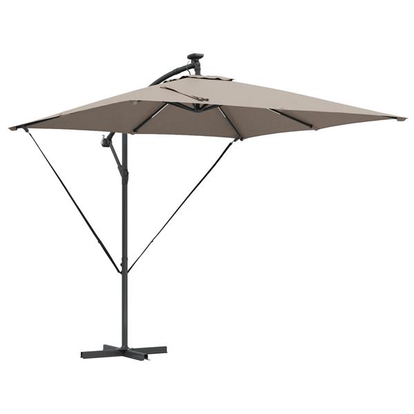Grote foto vidaxl cantilever banana parasol met slot taupe 249 x 249 x 250 cm tuin en terras overige tuin en terras
