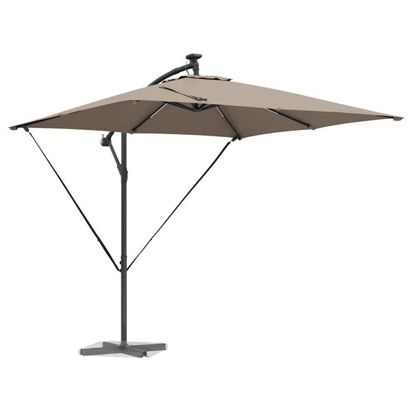Grote foto vidaxl cantilever banana parasol met slot taupe 249 x 249 x 250 cm tuin en terras overige tuin en terras