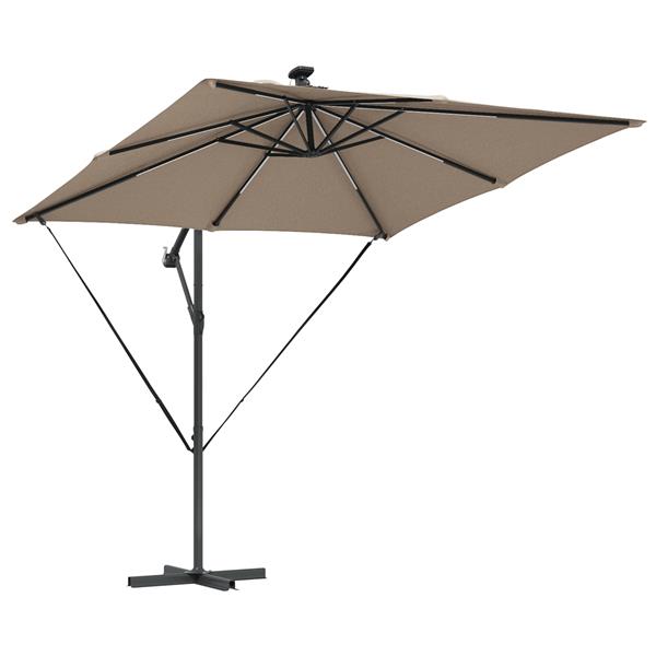 Grote foto vidaxl cantilever banana parasol met slot taupe 249 x 249 x 250 cm tuin en terras overige tuin en terras