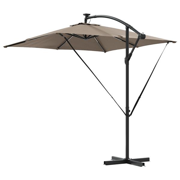 Grote foto vidaxl cantilever banana parasol met slot taupe 249 x 249 x 250 cm tuin en terras overige tuin en terras