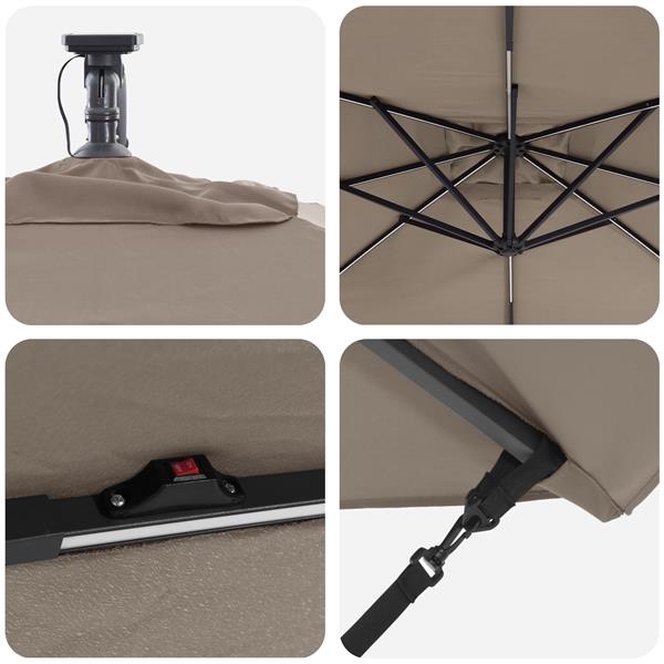 Grote foto vidaxl cantilever banana parasol met slot taupe 249 x 249 x 250 cm tuin en terras overige tuin en terras