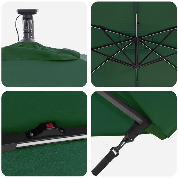Grote foto vidaxl cantilever banana parasol met slot groen 249 x 249 x 250 cm tuin en terras overige tuin en terras