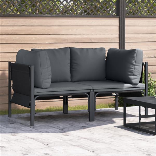 Grote foto vidaxl buitenmeubelsets met kussen met kussen 2 pcs antraciet tuin en terras tuinmeubelen