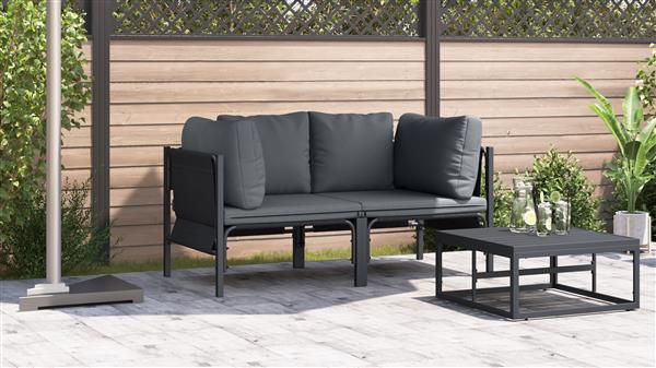 Grote foto vidaxl buitenmeubelsets met kussen met kussen 2 pcs antraciet tuin en terras tuinmeubelen