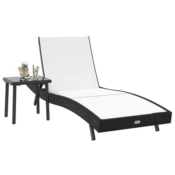 Grote foto vidaxl ligstoel met kussen persoon 2 pcs zwart 40 x 40 x 40.5 cm poly riet tuin en terras tuinmeubelen