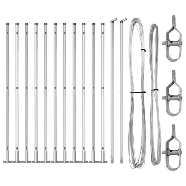 Grote foto vidaxl set hekpalen 13 pcs zilver 32mm 160 cm gegalvaniseerd staal tuin en terras overige tuin en terras