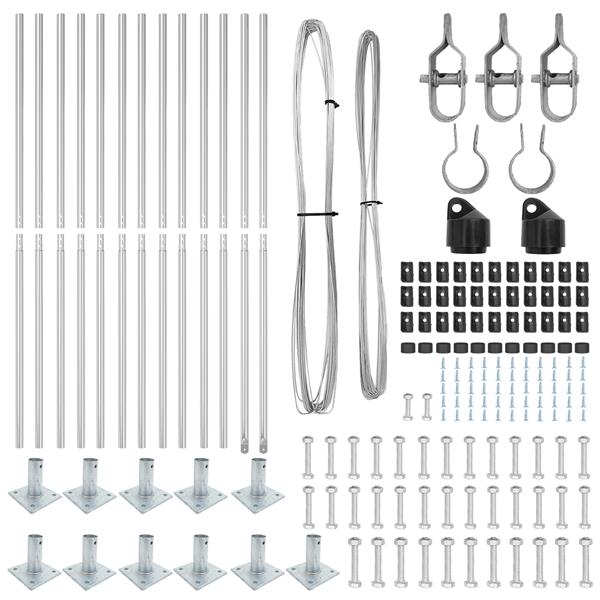 Grote foto vidaxl set hekpalen 13 pcs zilver 32mm 160 cm gegalvaniseerd staal tuin en terras overige tuin en terras