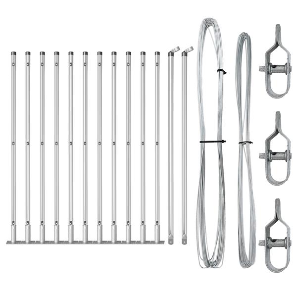 Grote foto vidaxl set hekpalen 13 pcs zilver 32mm 160 cm gegalvaniseerd staal tuin en terras overige tuin en terras