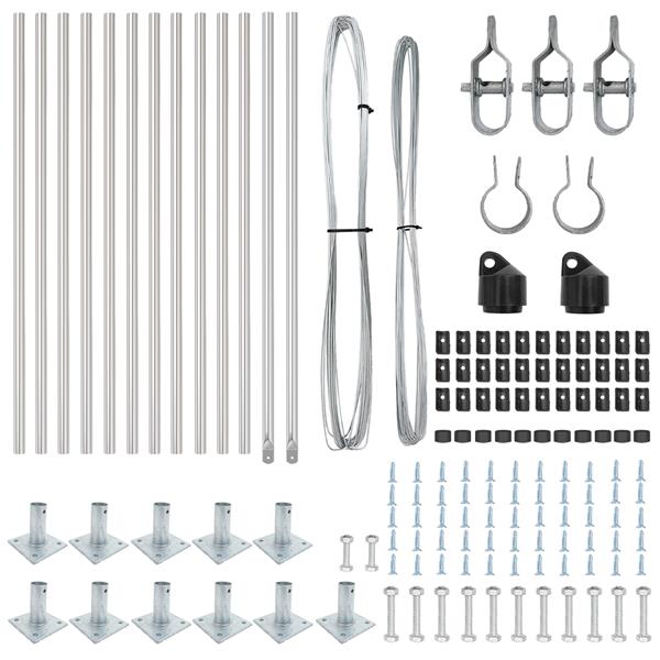 Grote foto vidaxl set hekpalen 13 pcs zilver 32mm 160 cm gegalvaniseerd staal tuin en terras overige tuin en terras