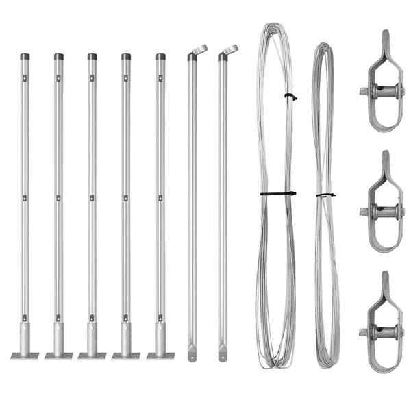 Grote foto vidaxl set hekpalen 7 pcs zilver 32mm 160 cm gegalvaniseerd staal tuin en terras overige tuin en terras