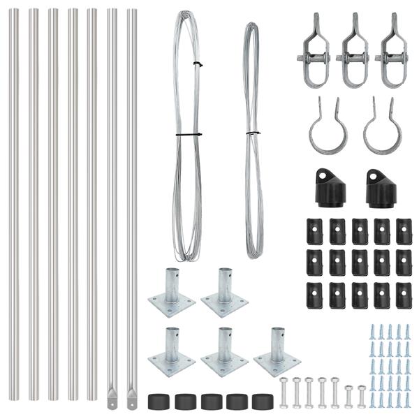 Grote foto vidaxl set hekpalen 7 pcs zilver 32mm 160 cm gegalvaniseerd staal tuin en terras overige tuin en terras