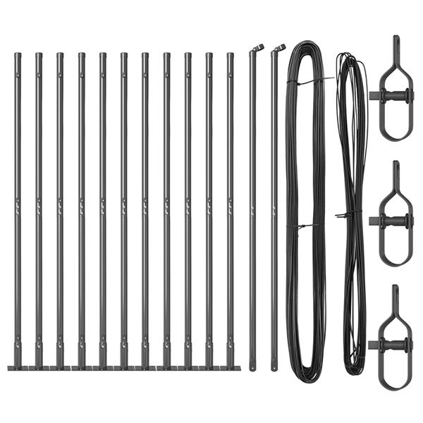 Grote foto vidaxl set hekpalen 13 pcs grijs 32mm 160 cm beton tuin en terras overige tuin en terras