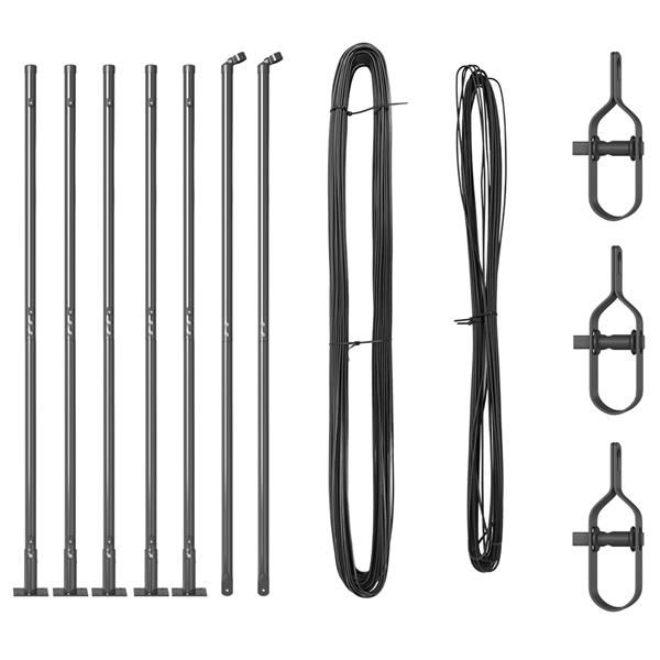 Grote foto vidaxl set hekpalen 7 pcs grijs 32mm 160 cm beton metaal tuin en terras overige tuin en terras