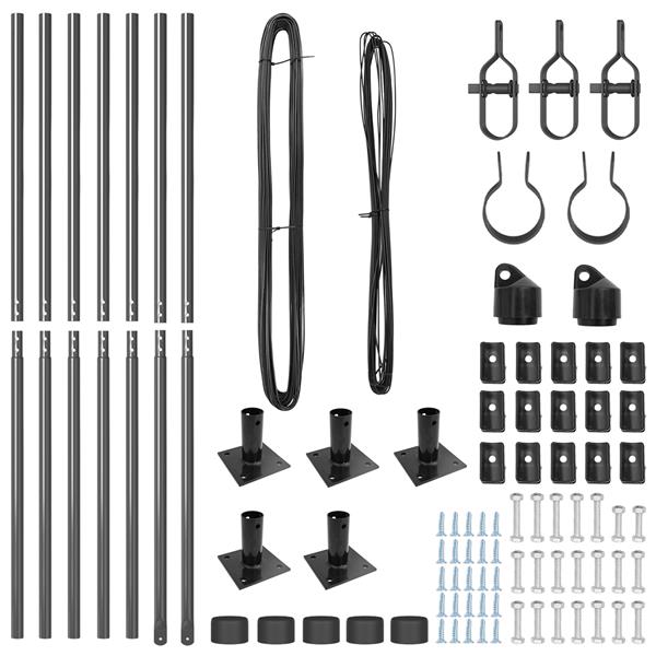 Grote foto vidaxl set hekpalen 7 pcs grijs 32mm 160 cm beton metaal tuin en terras overige tuin en terras